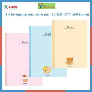 Vở kẻ ngang may dán gáy Klong A4 định lượng 70gsm bìa dễ thương 120, 200, 300 trang 849,850,851