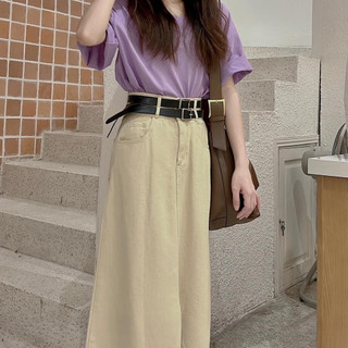 Áo thun nữ cổ tim cộc tay chất thun giấy màu trơn basic Form rộng