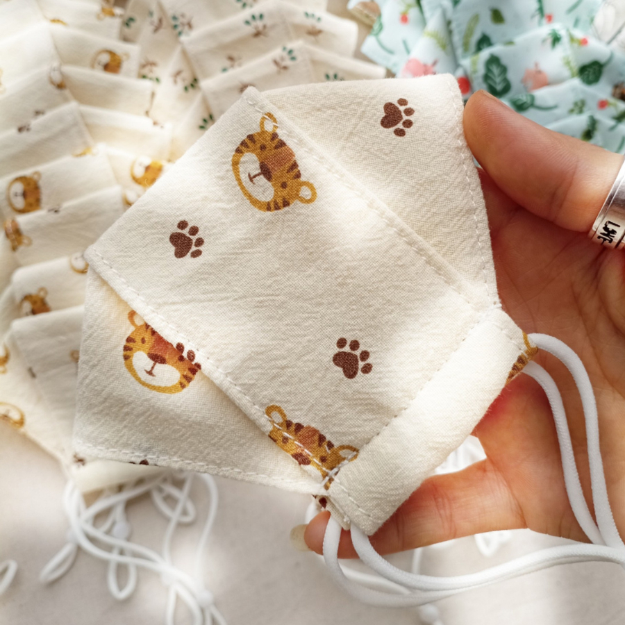 Khẩu trang vải lien bên trong xô muslin 2 lớp mềm mịn cho bé
