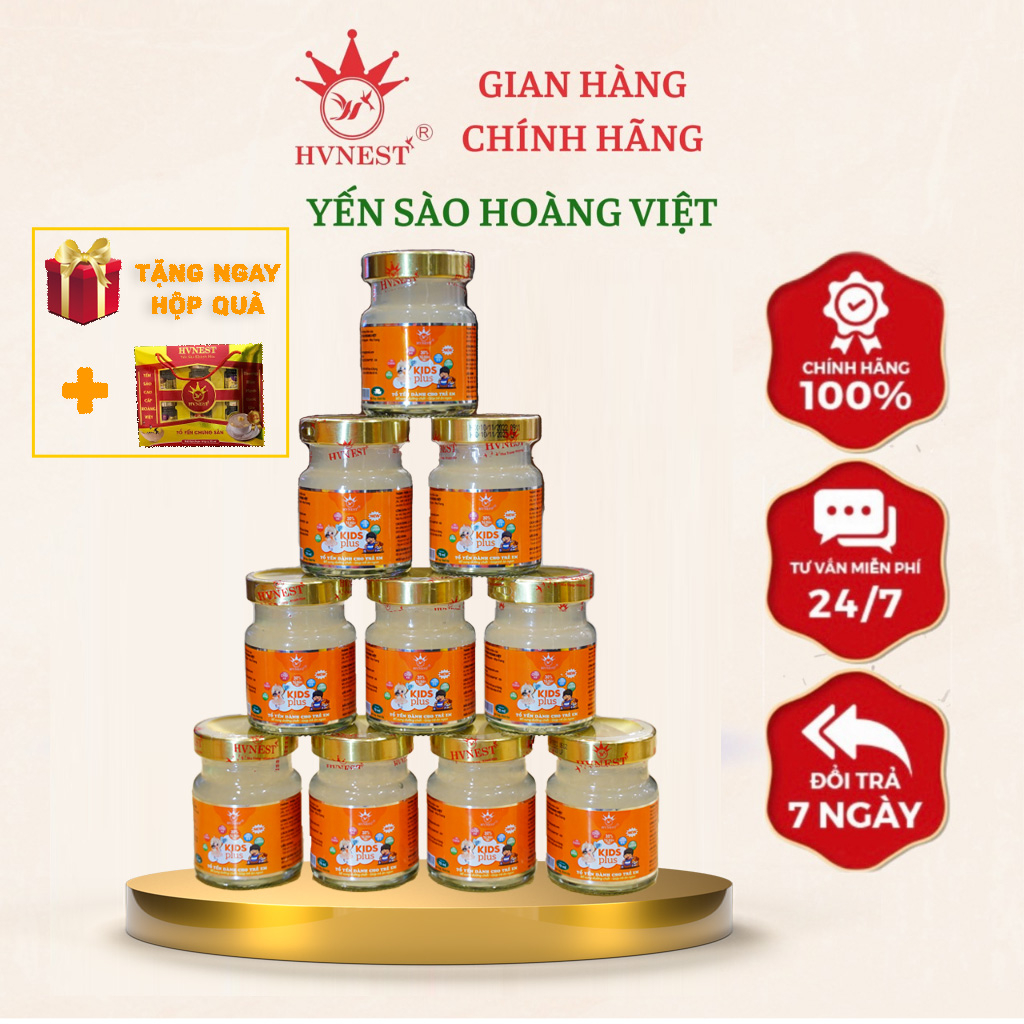 Tổ yến chưng sẵn cho bé HVNEST 10 hũ 70ml, Hộp quà tặng yến sào bổ sung vi chất cho trẻ nhỏ