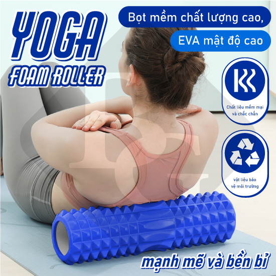 (6001)BG-Con Lăn Massage,Ống Lăn Dãn Cơ  BG Foam Roller màu BLUE Tập Gym/Yoga/Thể Hình thiết kế mới ( hàng nhập khẩu))