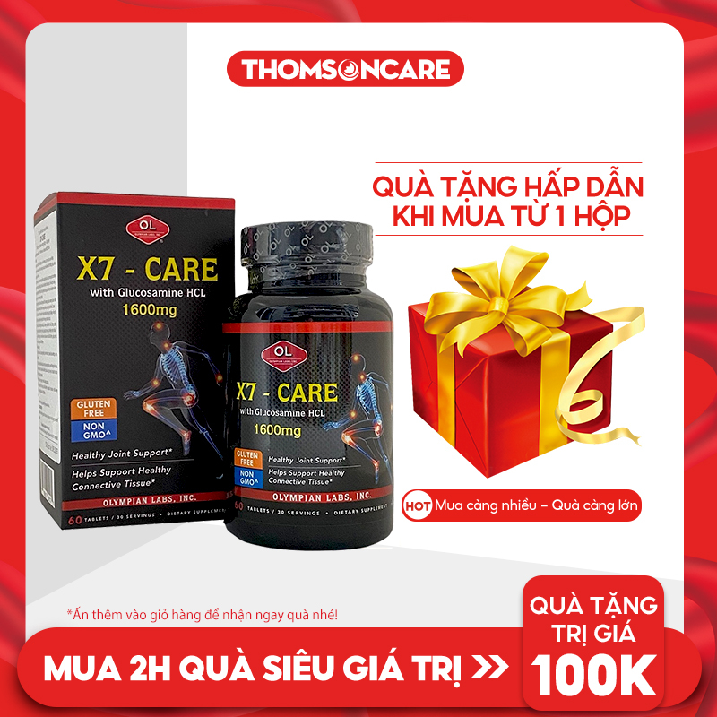 Dưỡng khớp và đĩa đệm X7 Care của Olympian Lab, nhập khẩu từ Mỹ - Hộp 60 Viên X7care tốt cho cột sống, cổ vai gáy