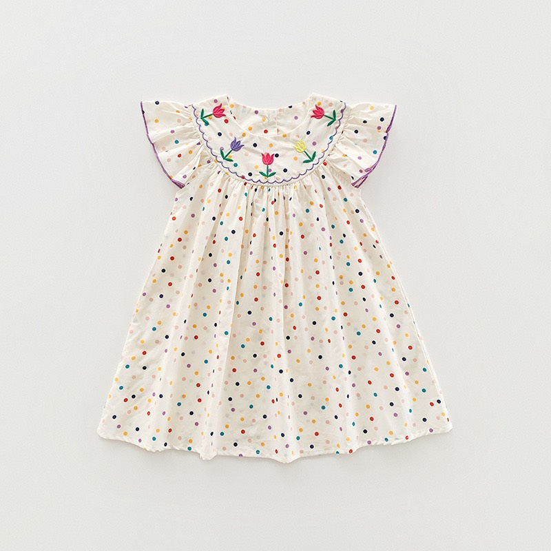 Váy Chấm Bi Thêu Hoa A1193 Cho Bé Gái - Jumping Beans Official Store