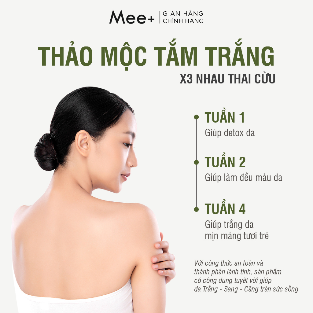 Tắm trắng x3 nhau thai cừu, dưỡng trắng da body thảo mộc Mee Natural White Herbal Bath 180g