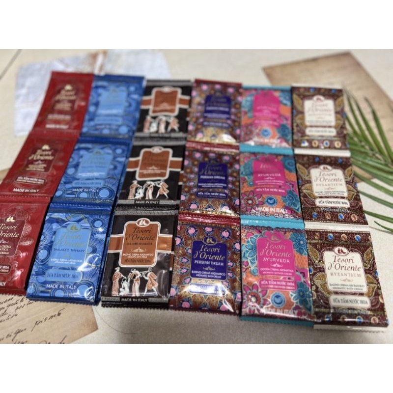 Gói dây sữa tắm Tesori d'Oriente 9ml, Sữa tắm gói du lịch Tersori