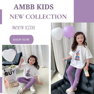 Áo thun cotton bé gái Ambb kids áo phông bé gái trắng gấu C35