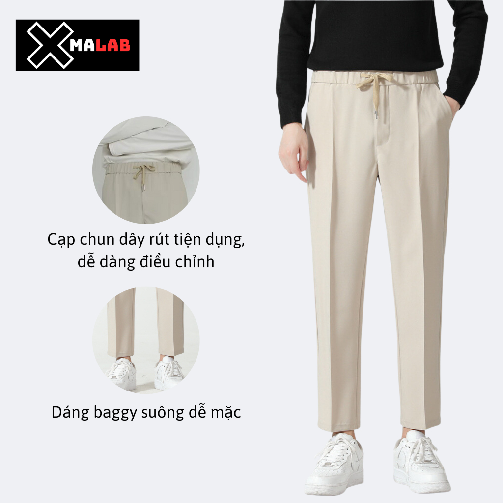 Quần baggy nam XMALAB ống rộng cạp chun dây rút, chất tăm hàn cao cấp mềm mịn, co giãn tốt thời trang Hàn Quốc B023