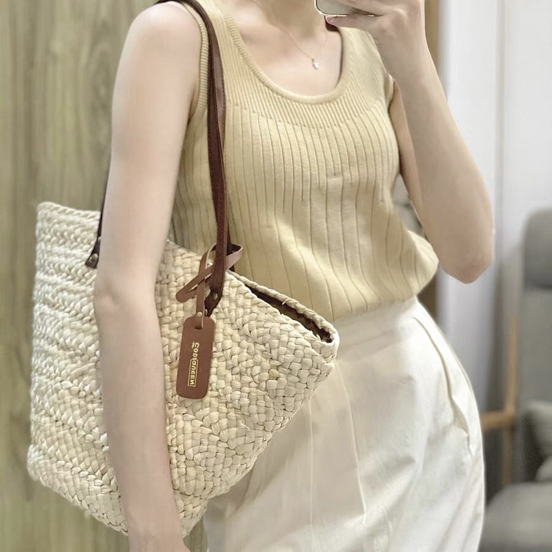Túi Xách Đan Lát Kèm Tag Da Siêu Sang Chảnh Hàng Quảng Châu cao cấp hottrend - Tiệm Cói Catium