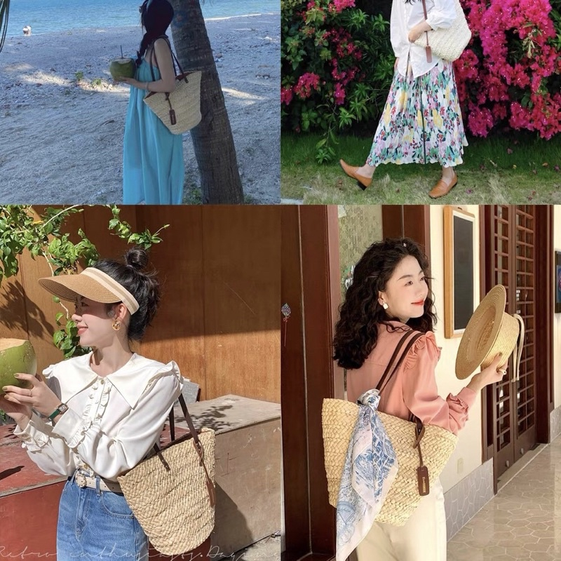 Túi Xách Đan Lát Kèm Tag Da Siêu Sang Chảnh Hàng Quảng Châu cao cấp hottrend - Tiệm Cói Catium
