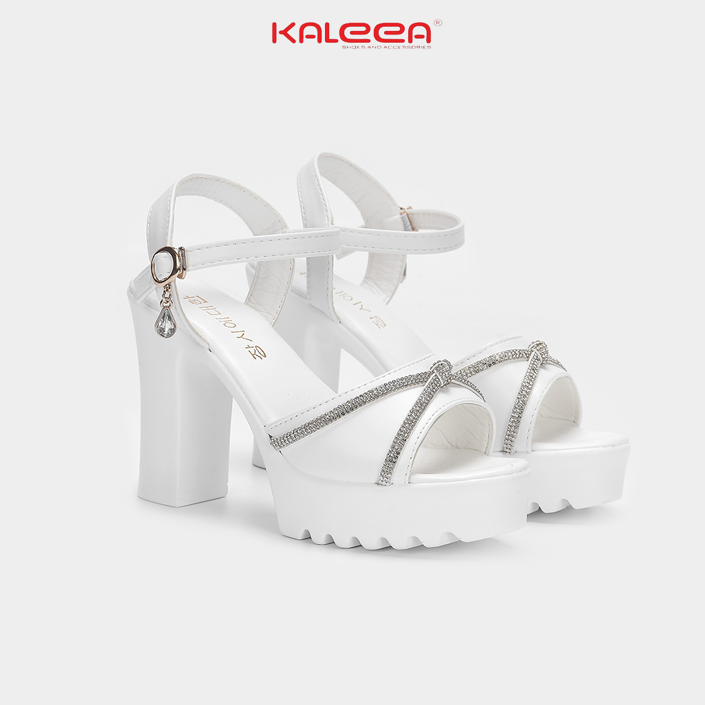 Sandal Cao Gót 9p Siêu Êm Nhẹ Đính Đá Cao Cấp Sang Chảnh Đế Sần Chống Trơn Trượt KALEEA - G01