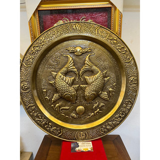 Mâm đồng lý ngư vọng nguyệt giả cổ kt 52cm.