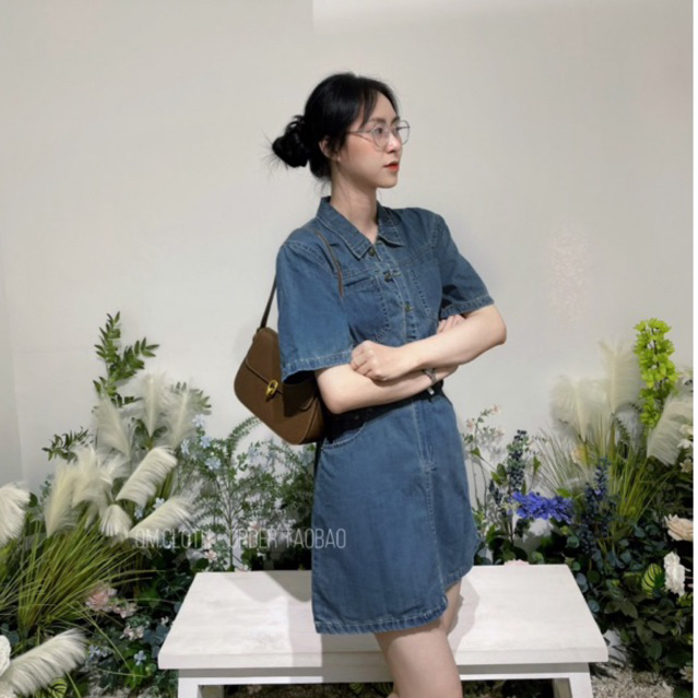 Váy denim kèm đai