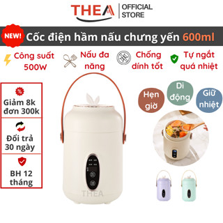 Nồi điện, Cốc nấu hầm điện đa năng mini, chưng yến, nấu cháo, pha trà, luộc trứng, nấu mì/lẩu 600ml - 500W di động- THEA