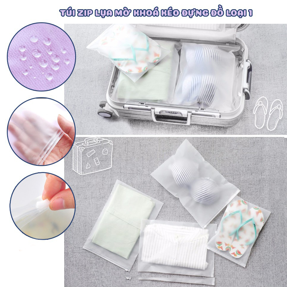 Túi ZIP LỤA MỜ đủ size đựng mỹ phẩm, đồ trang điểm cá nhân, makeup, giày dép, quần áo, đồ lót, phụ kiện, du lịch