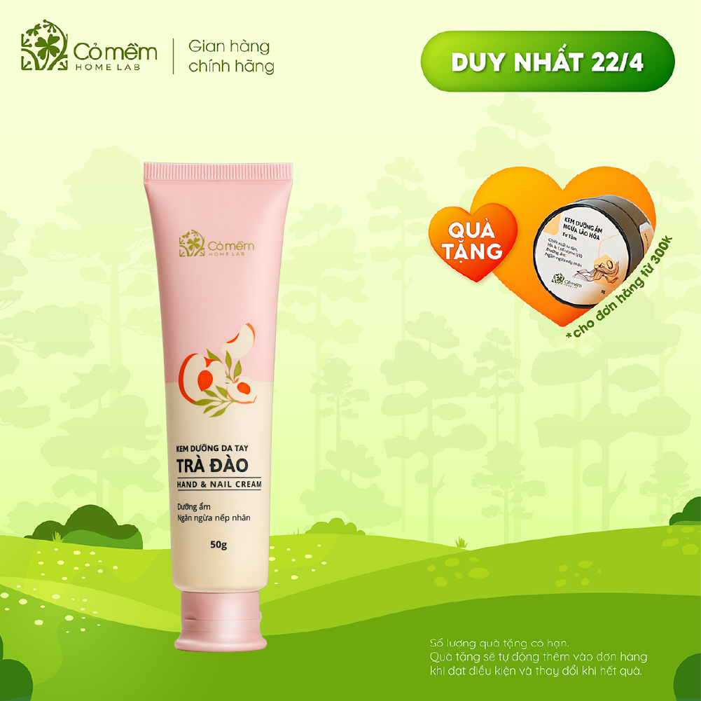 Kem Dưỡng Da Tay Và Móng Trà Đào Dưỡng Ẩm Mềm Mịn Hand Cream Cỏ Mềm 50g
