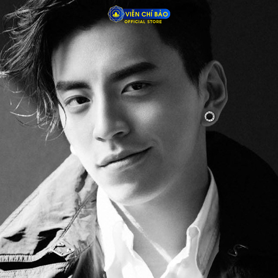 Bông tai bạc unisex la mã đá 2 màu đen xanh chất liệu bạc 925 thời trang phụ kiện trang sức Viễn Chí Bảo B100206