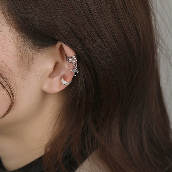 Khuyên tai nam không cần bấm lỗ kẹp vành nữ chất liệu bạc unisex hình chữ thập thánh giá  K111(1 chiếc)| GEMY SILVER