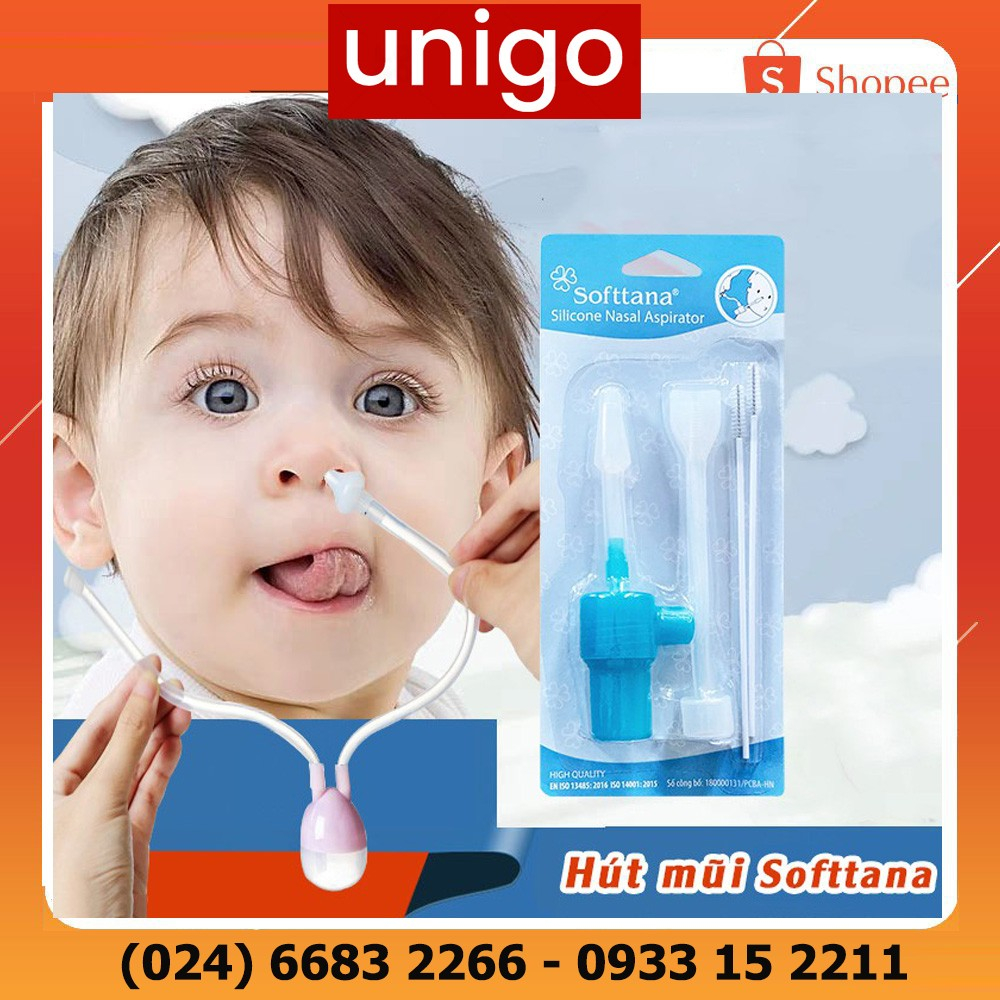Hút mũi đầu mềm silicone SOFTTANA làm sạch thông thoáng khoang mũi và đường thở - an toàn cho bé