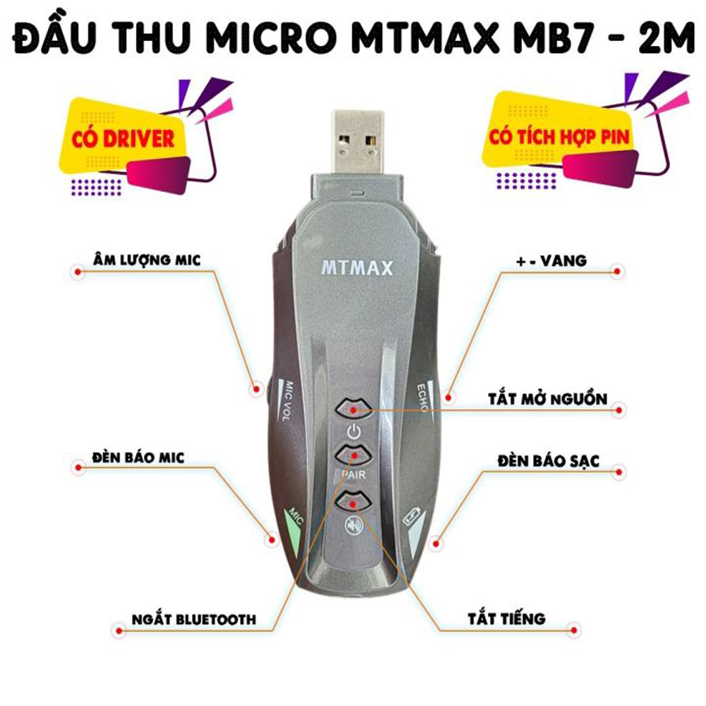 Micro Không Dây Đa Năng BX7 Có Echo và Bluetooth, Dùng Cho Loa Bluetooth, Xe oto Hát Karaoke