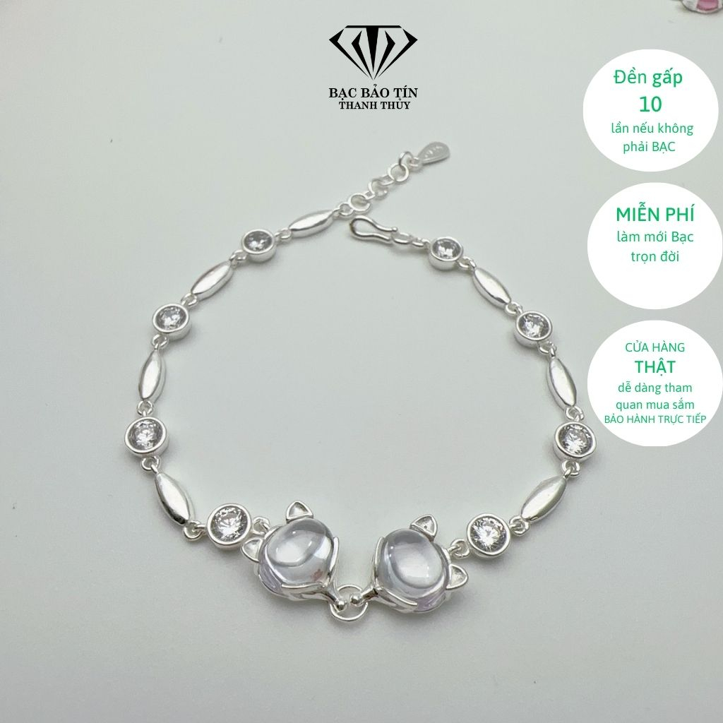 Lắc tay bạc nữ hồ ly trắng, biểu tượng của tài lộc Bảo Tín Thanh Thủy,chất liệu bạc ta nguyên chất 2.07 chỉ, dài 18 cm