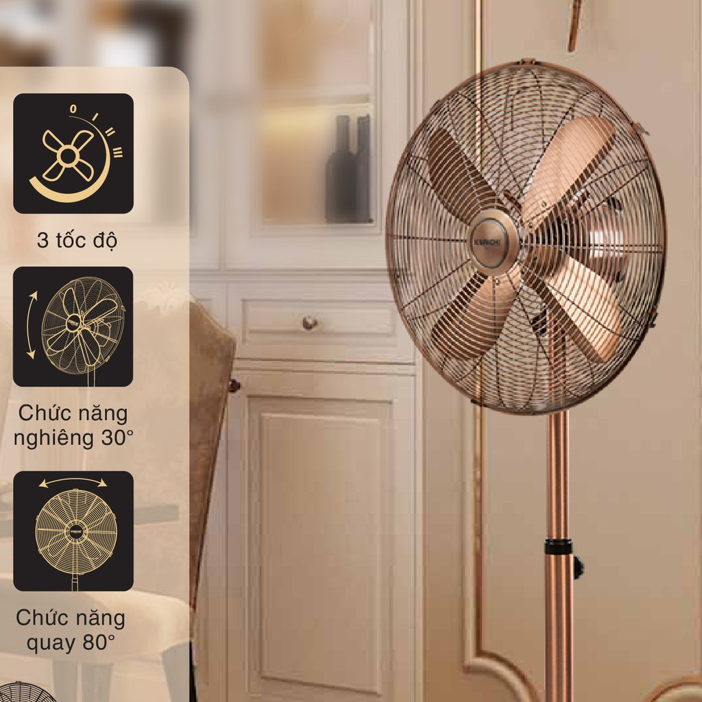 Quạt Điện Tân Cổ Điển, Quạt Điện Đứng KORICHI KRC-6316 Thiết Kế Sang Trọng Lịch Sự