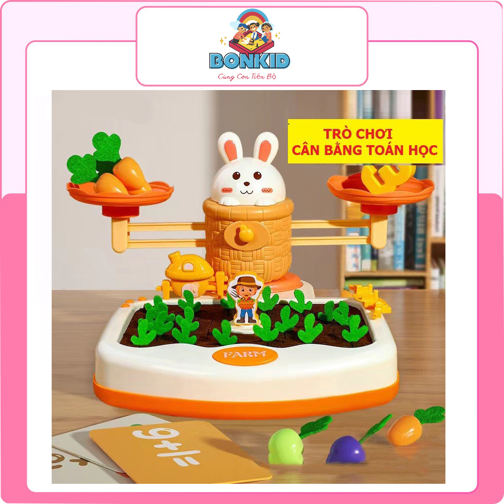 Đồ chơi giáo dục cân bằng toán học thỏ và nông trại cà rốt cho bé phát triển tư duy trí tuệ, quà tặng sinh nhật