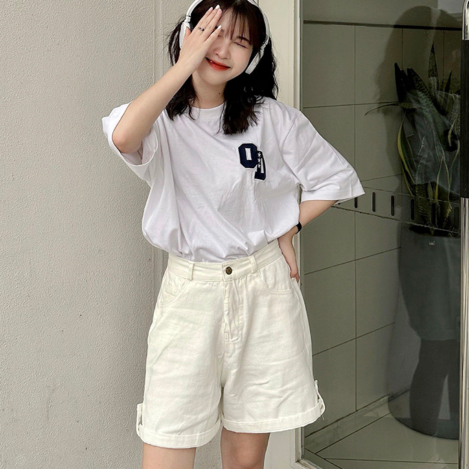 Quần short nữ KABICO quần short kaki jeans nữ lưng cao ống rộng ôm eo xắn gấu phong cách C40 | BigBuy360 - bigbuy360.vn