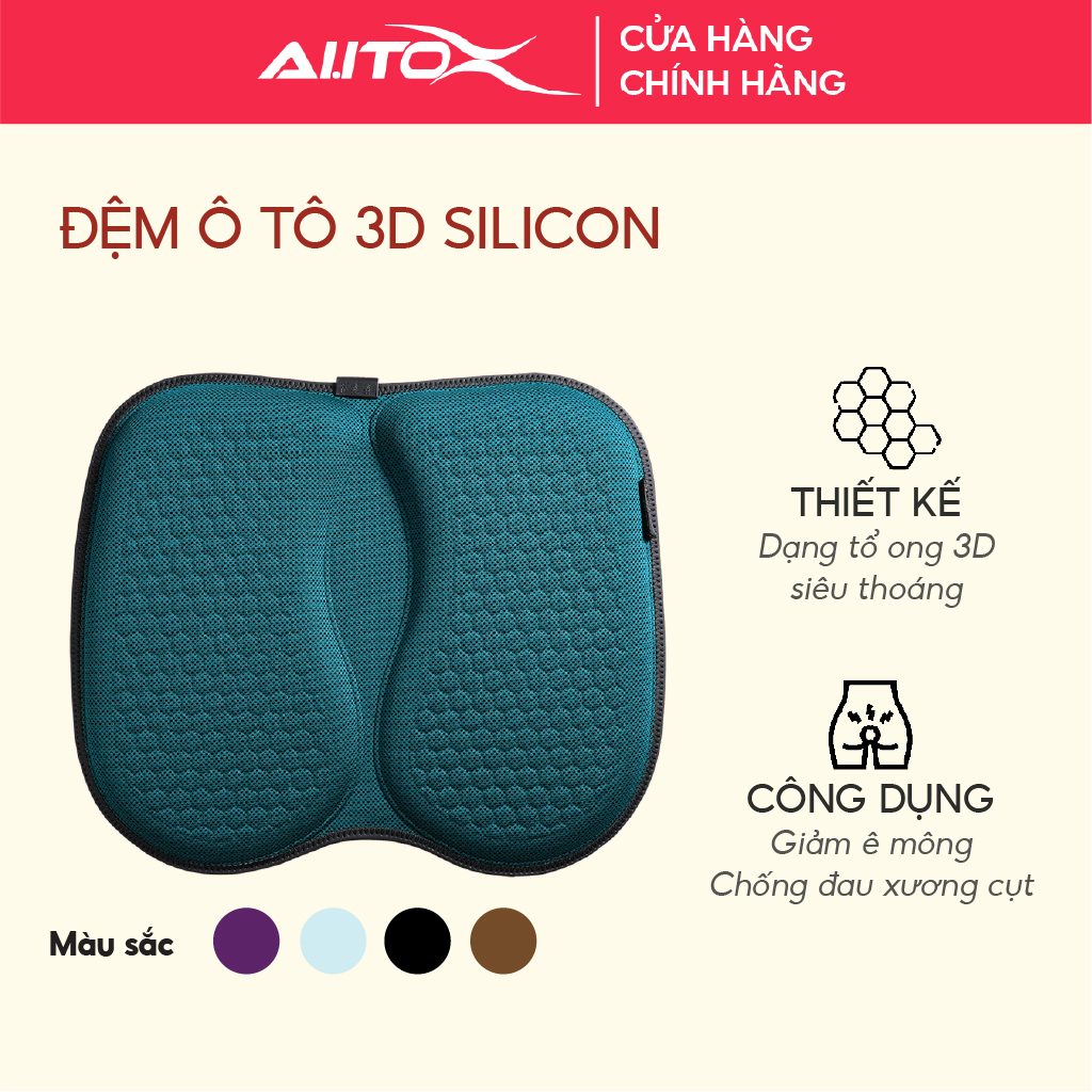 Đệm lót ghế ô tô 3D silicon thoáng khí AutoX phù hợp với nhiều loại ghế xe giúp giảm đau mỏi khi lái xe đường dài