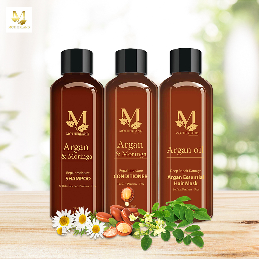 Combo dầu gội, xả, hấp Motherland Argan Oil - Chăm sóc toàn diện cho mái tóc Phục Hồi /Giảm Rụng /Chống bết tóc 300ml