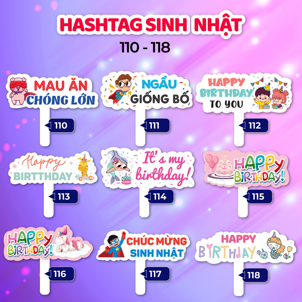 Bảng hashtag cầm tay chụp ảnh sinh nhật, đám cưới, sự kiện, tất niên