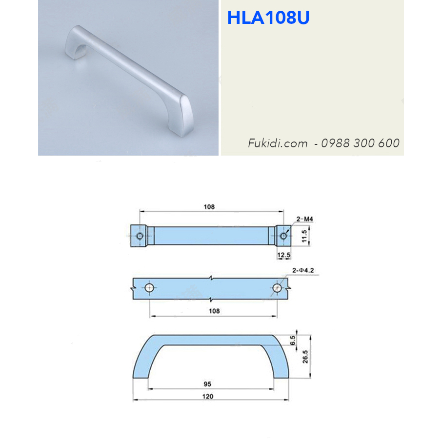 Tay nắm nhôm đúc màu trắng dài 108mm - HLA108U