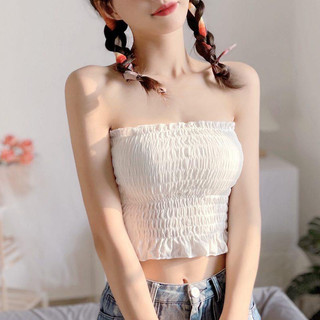 Áo ống voan nhúng bèo basic trơn