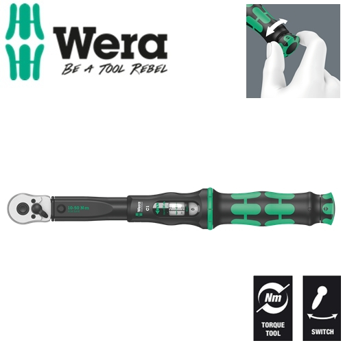 Cần xiết cân chỉnh lực tròng cóc dải lực 10-50Nm 1/2" Wera 05075620001 Click-Torque C 1