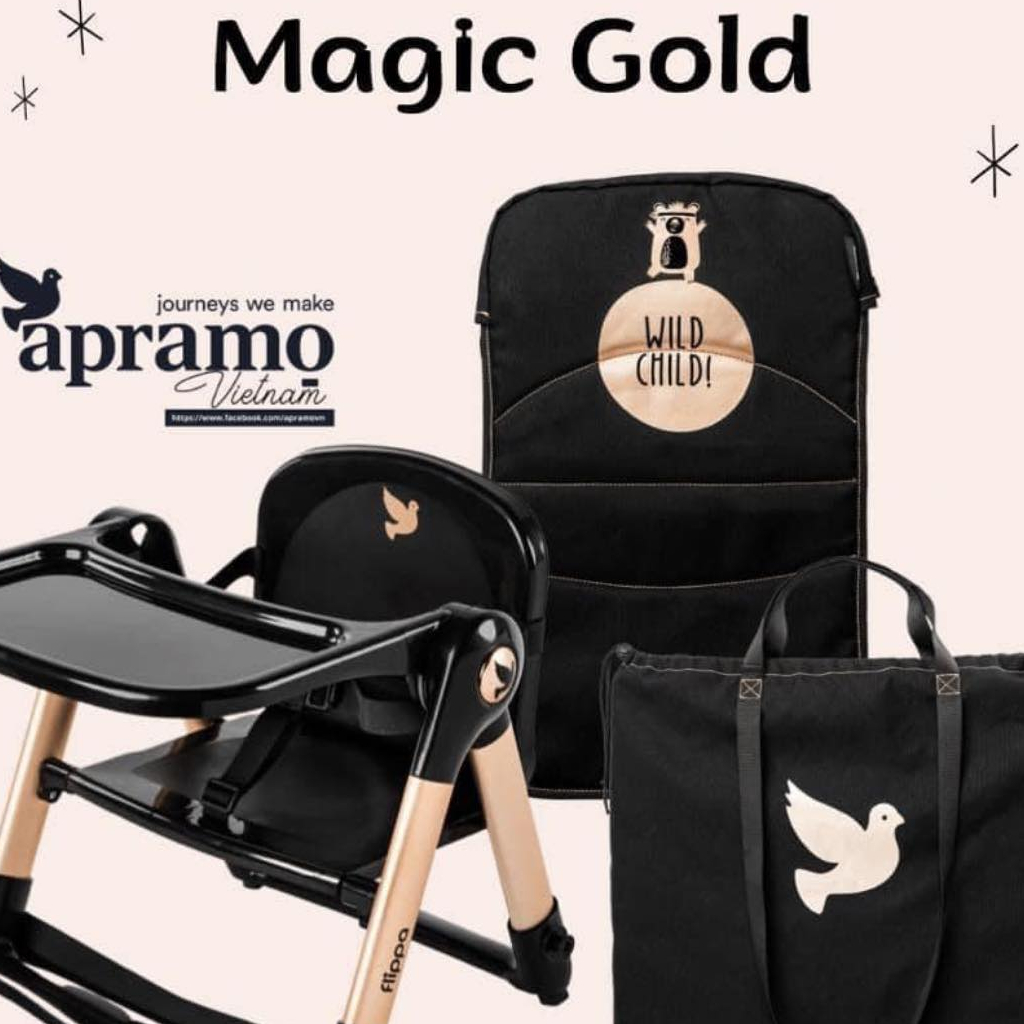Ghế ăn dặm gấp gọn siêu nhẹ Apramo Magic Gold