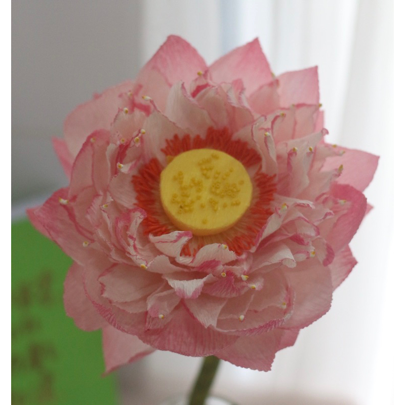Hoa sen giấy nhún tỉ mỉ bền đẹp, hoa sen giả