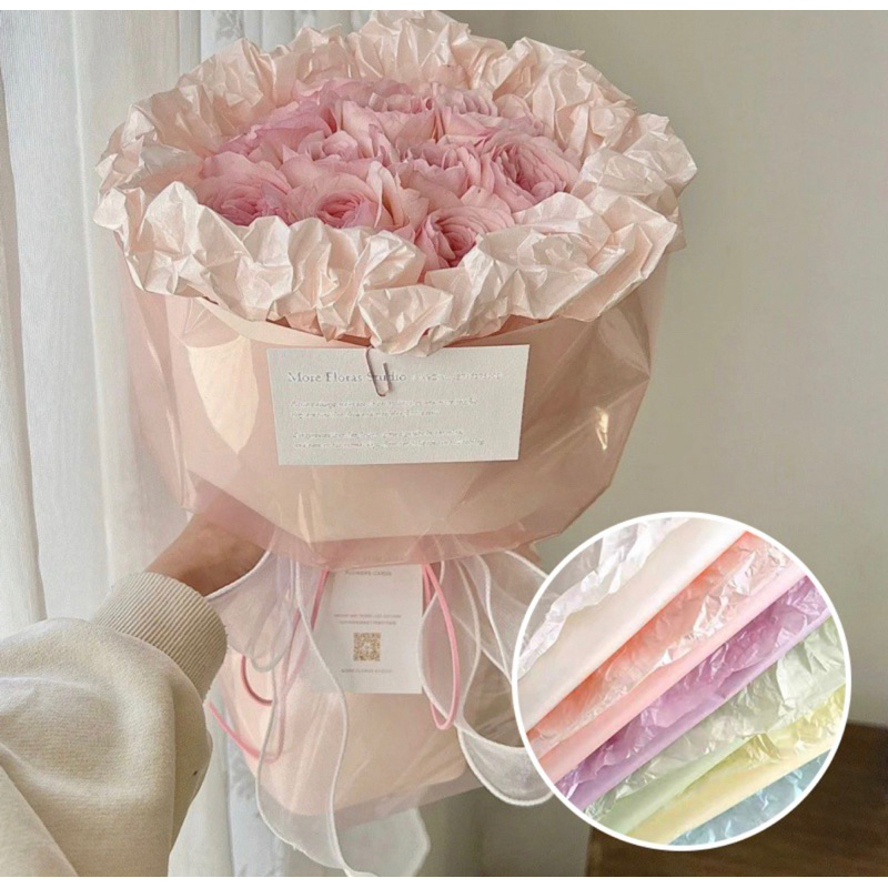 Sỉ tập 20 tờ giấy nến ánh trai gói viền hoa,gói quà