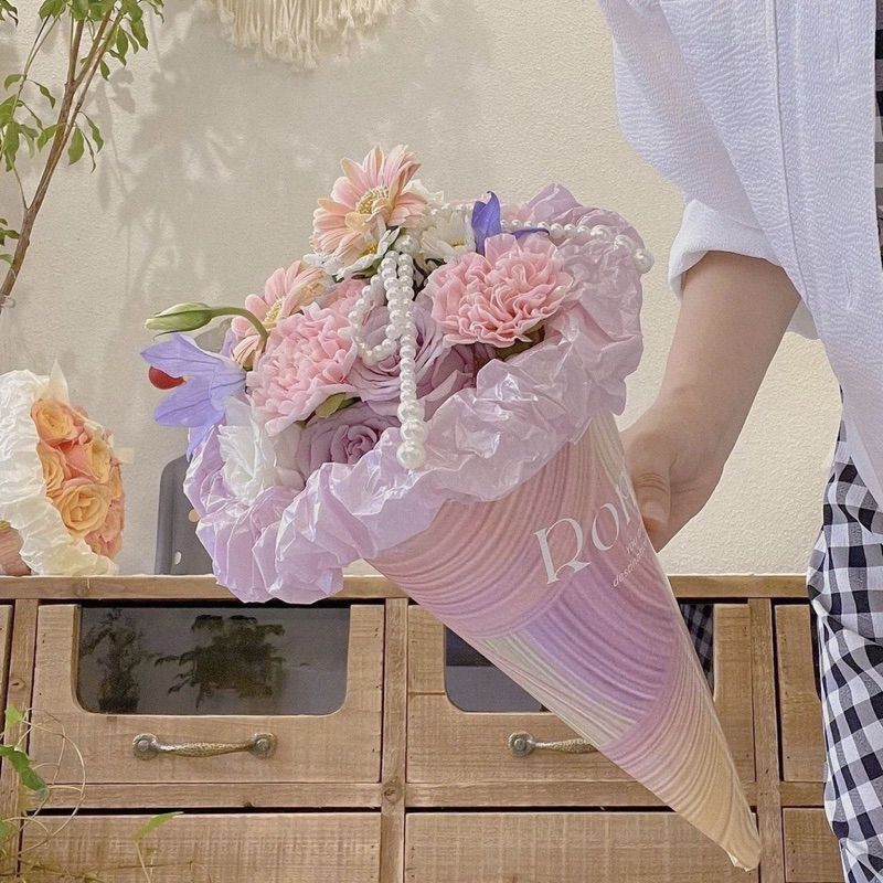 Sỉ tập 20 tờ giấy nến ánh trai gói viền hoa,gói quà