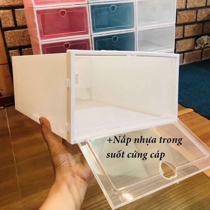 Hộp Đựng Giày Dép Nhựa Cứng Trong Suốt Size Lớn Chịu Lực Tốt