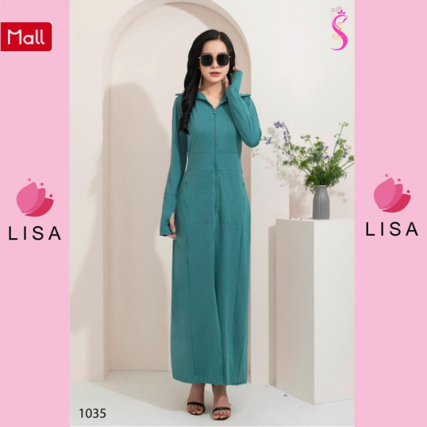 Áo chống nắng nữ toàn thân 2 lớp dáng dài, váy quần chống nắng áo choàng liền thân vải thông hơi làm mát cao cấp loại 1