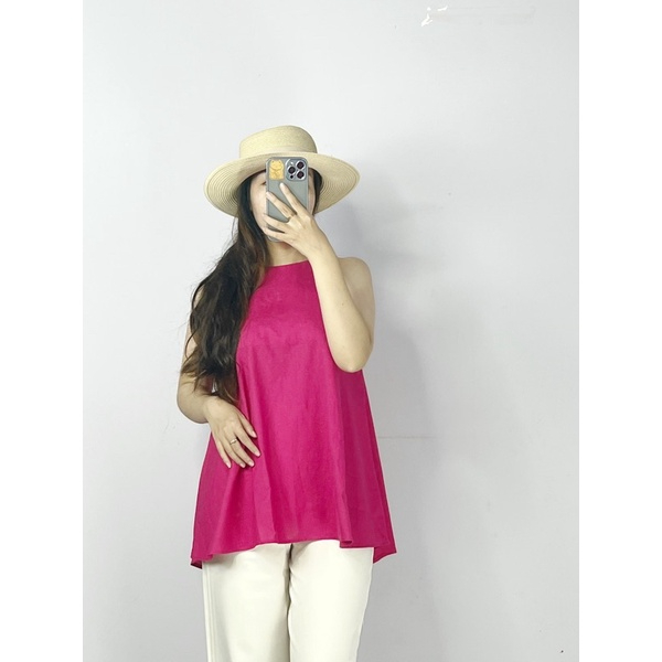 Set Đồ Nữ, Bộ Đũi Áo Sát Nách Cổ Tròn Cúc Xẻ Lưng Phối Quần Đùi Mặc Hai Kiểu Siêu Sang, Năng Động