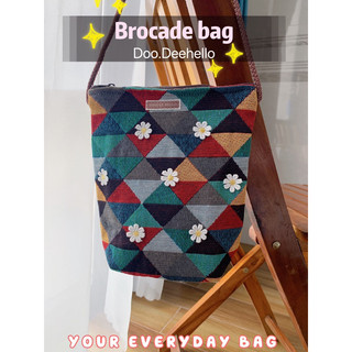 Túi đeo chéo thổ cẩm/Túi canvas cute dễ thương/ Doodeehandmade