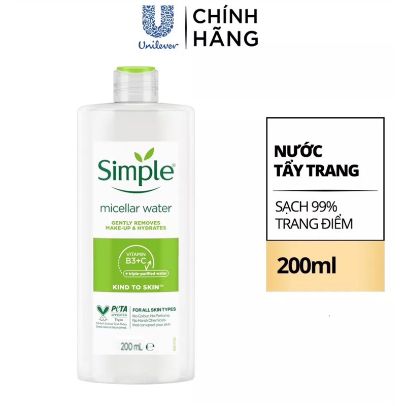 Sữa rửa mặt Simple giúp da sạch thoáng & không chứa xà phòng 150ml