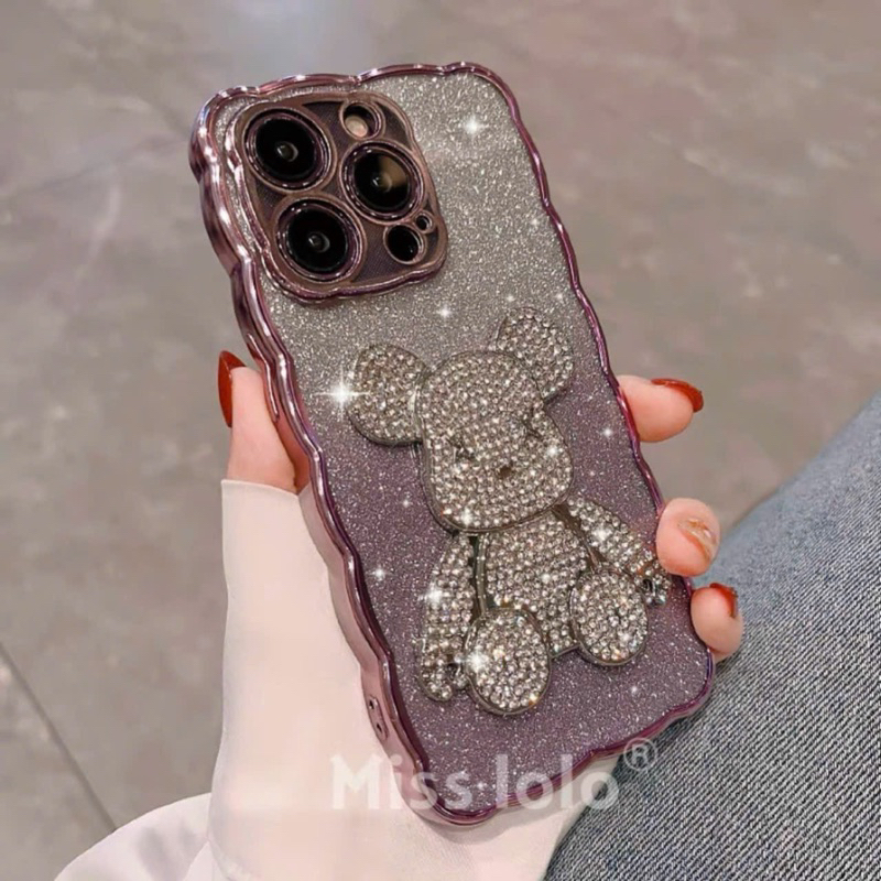 Ốp mây nhũ gấu đá   iPhone 6plus / 7plus / X / Xsmax / 11 / 11promax / 12 / 12pro / 12promax/13/13pro/13promax/ 14promax