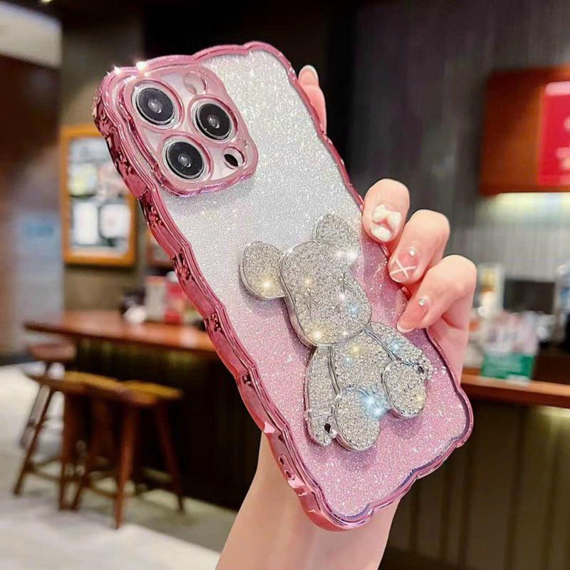Ốp mây nhũ gấu đá   iPhone 6plus / 7plus / X / Xsmax / 11 / 11promax / 12 / 12pro / 12promax/13/13pro/13promax/ 14promax