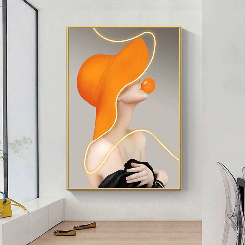 Tranh Treo Tường Tráng Gương 3D Chân Dung Cô Gái Nghệ Thuật/ Trang Trí Phòng Phun Săm/ Thẩm Mỹ/ Làm Đẹp