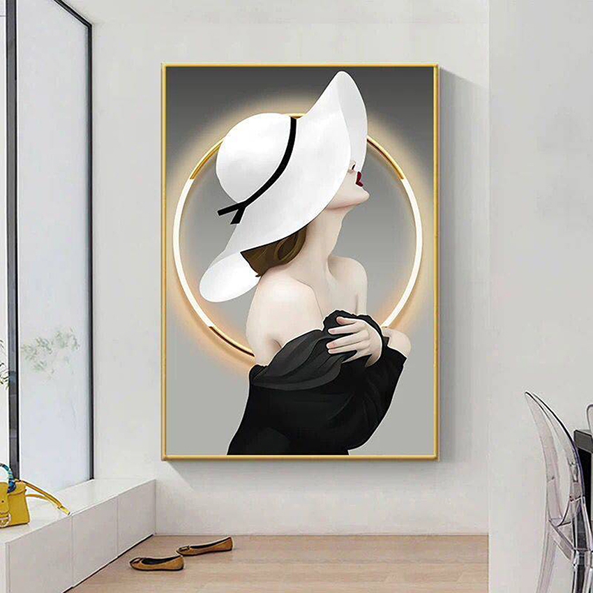 Tranh Treo Tường Tráng Gương 3D Chân Dung Cô Gái Nghệ Thuật/ Trang Trí Phòng Phun Săm/ Thẩm Mỹ/ Làm Đẹp