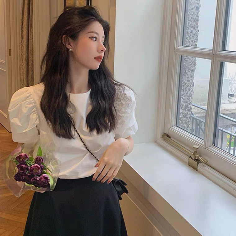 Áo nữ xinh tay bồng ngắn Babydoll phong cách Hàn Quốc CC3 Áo phông nữ chất liệu  cotton thô thoáng mát
