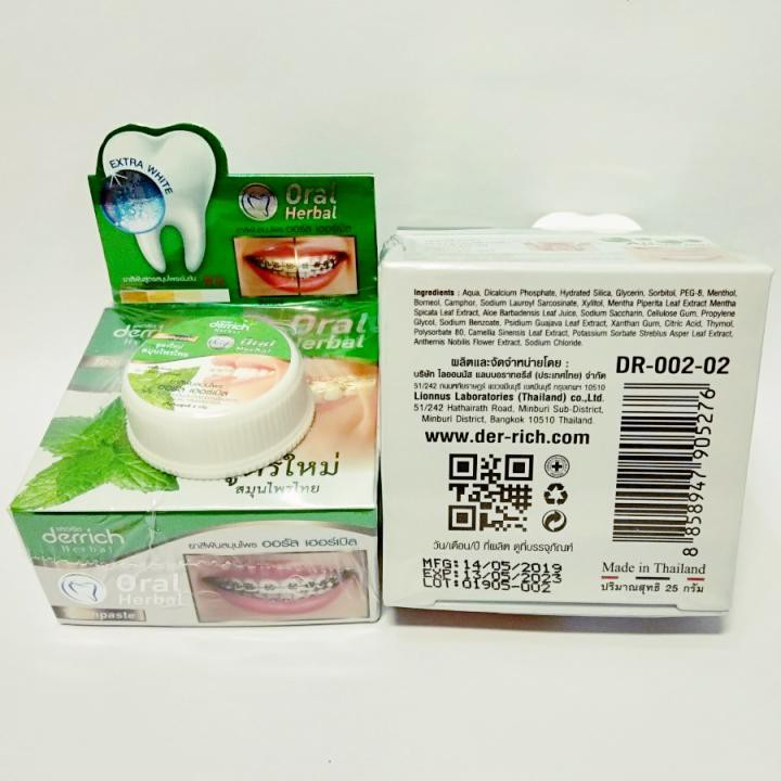 Kem Tẩy Trắng Răng Siêu Cấp Derrich Oral Herbal 25g Thái Lan