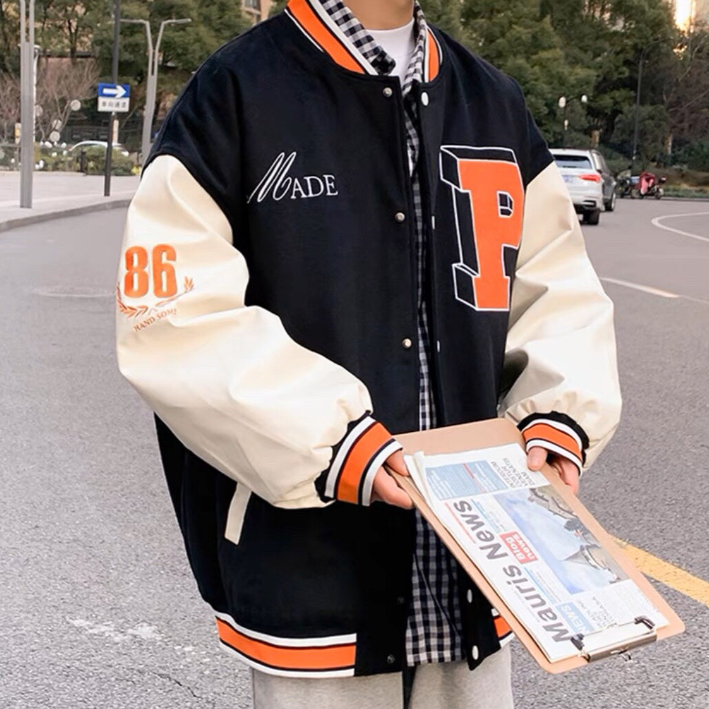 Áo khoác nỉ nam đen phối in hoạ tiết cổ tròn chất vải nỉ, Áo bomber nam gài nút thoáng mát UNISEX SoLo Shop ak