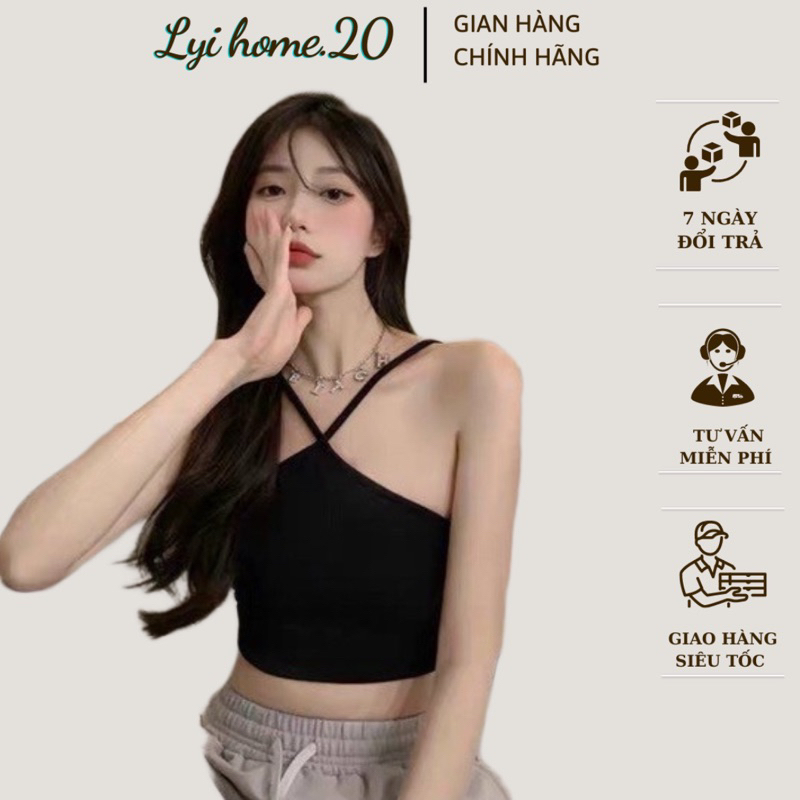 Áo hai dây nữ chất thun gân chuẩn form croptop Lyihome cực xinh